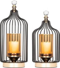 img 4 attached to 🏮 Enhance your Décor with Lantern Decorative - Hurricane Candle Holder Set of 2 for Pillar Candles | Indoor/Outdoor Tall Large & Small Lanterns with Glass Shades | Perfect for Weddings, Farmhouse & Table Centerpiece Decoration