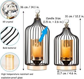 img 3 attached to 🏮 Enhance your Décor with Lantern Decorative - Hurricane Candle Holder Set of 2 for Pillar Candles | Indoor/Outdoor Tall Large & Small Lanterns with Glass Shades | Perfect for Weddings, Farmhouse & Table Centerpiece Decoration