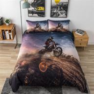 🏍️ dirt bike bedding sets - picturesque motocross bedding set for boys, soft and durable comforter cover with pillowcase, twin size (no comforter included) logo
