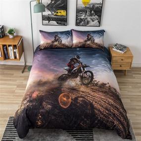 img 4 attached to 🏍️ Dirt Bike Bedding Sets - PICTURESQUE Motocross Bedding Set for Boys, Soft and Durable Comforter Cover with Pillowcase, Twin Size (No Comforter Included)