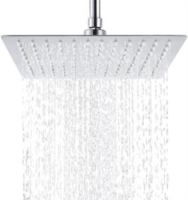 img 4 attached to High Pressure 12 Inch Rain Shower Head - Stainless Steel, Ultra Thin Design for Full Body Coverage - Waterfall Rainfall Showerhead Bath