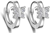 charming cz crystal small hoop earrings - sterling silver 925 butterfly sleeper huggie round cartilage tragus mini hoops ear cuffs piercing - dainty jewelry gifts for women, teen girls with sensitive ears logo