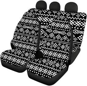 img 4 attached to JOAIFO Southwestern African Aztec Stripe Print Auto Seat Covers For Front Rear