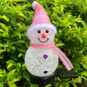 img 1 attached to Snowman Solar Light Christmas Solar Lights Garden Snowman Decoration Yard Pathway Light (Pink2Pcs)