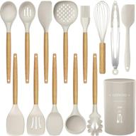 high temperature resistant 14-piece silicone cooking utensils set with wooden handles - non-stick kitchen gadgets for bpa-free cookware logo