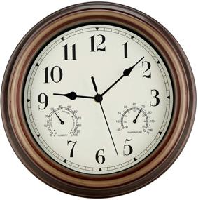 img 4 attached to 🕒 12 Inch Waterproof Indoor Outdoor Wall Clock with Temperature and Humidity Combo, Battery Operated Non-Ticking Silent Decorative Clock