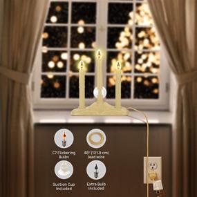 img 3 attached to 🕯️ Enhance Your Holiday Décor with Tupkee Christmas Candolier Window Candles – Flickering Bulbs – Indoor Flameless Electric 3-Lights Candelabra