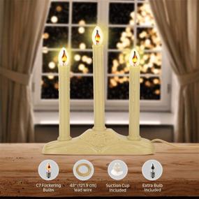 img 2 attached to 🕯️ Enhance Your Holiday Décor with Tupkee Christmas Candolier Window Candles – Flickering Bulbs – Indoor Flameless Electric 3-Lights Candelabra