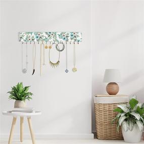 img 2 attached to 🌸 SANY DAYO HOME Wall Mounted Necklace Holder: Elegant Rose Wood Hanging Organizer with 15 Hooks for Necklaces, Hair Bows, and Bracelets - 16 x 3 inches