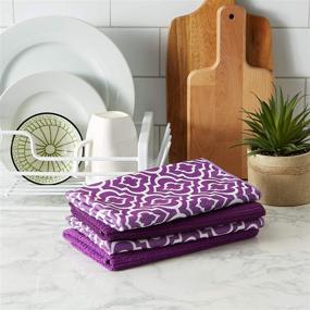 img 2 attached to 🧽 DII Microfiber Multi-Purpose Cleaning Towels: Ideal for Kitchens, Dishes, Car Cleaning, Dusting, and Drying Rags - Eggplant Lattice (Set of 4)