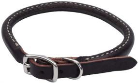 img 1 attached to 🐶 Latigo Leather Round Dog Collar - Coastal Circle T - 3/8" x 14