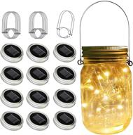 🌞 znycye 12 пакет солнечных ламп mason jar - 30 светодиодов fairy lights с подвеской (банки не включены) | лучшая наружная рождественская декорация для патио, сада, двора и газона - теплый белый. логотип