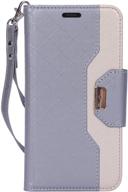 procase iphone 11 wallet case for women, flip folio kickstand grey pu leather case with card holder wristlet hand strap, stand protective cover for iphone 11 6.1 inch 2019 release logo