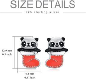 img 2 attached to 🐼 Sterling Silver Panda Earrings for Girls and Women - Christmas Socks Panda Stud Jewelry - Festive Panda Earrings for Christmas