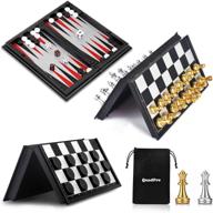 versatile quadpro magnetic checkers backgammon folding set - ideal for gaming on the go! logo