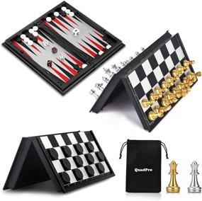 img 4 attached to Versatile QuadPro Magnetic Checkers Backgammon Folding Set - Ideal for Gaming on the Go!