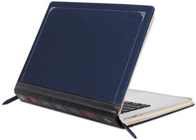 img 4 attached to 📦 MOSISO MacBook Air 13 inch Case A1466 A1369: Vintage PU Leather Sleeve, Navy Blue, 2010-2017 Release