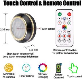 img 2 attached to 🔦 Wireless LED Puck Lights with Remote Control, Color Changing & Dimmable Battery-Powered Under Cabinet Lights for Kitchen Counter and Closet (6 Pack, Batteries Included) - Timer Included