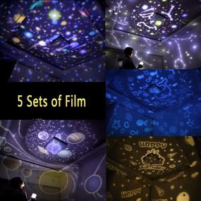 img 2 attached to 🌟 Kids Night Lights - Luckkid Star Projector Lamp for Bedroom Decor, Birthdays, Christmas, Parties - Best Gift for Baby's Room, 5 Film Sets Included