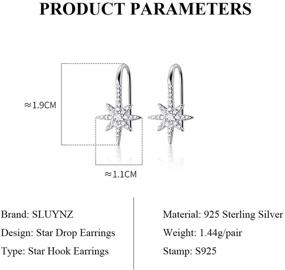 img 1 attached to 💫 SLUYNZ Sparkling Star Drop Earrings: Stylish 925 Sterling Silver CZ Hook Earrings for Women and Teen Girls