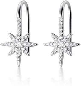 img 4 attached to 💫 SLUYNZ Sparkling Star Drop Earrings: Stylish 925 Sterling Silver CZ Hook Earrings for Women and Teen Girls