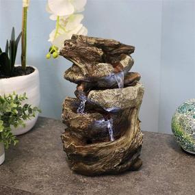 img 3 attached to Sunnydaze 10.5 Inch Indoor Electric Tabletop Fountain with LED Lights - Tiered Rock and Log Waterfall Design - Quiet and Soothing Water Sound - Small Desktop Size