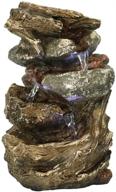sunnydaze 10.5 inch indoor electric tabletop fountain with led lights - tiered rock and log waterfall design - quiet and soothing water sound - small desktop size logo