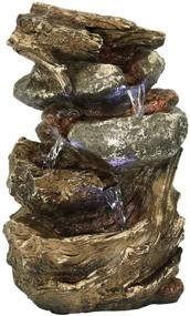 img 4 attached to Sunnydaze 10.5 Inch Indoor Electric Tabletop Fountain with LED Lights - Tiered Rock and Log Waterfall Design - Quiet and Soothing Water Sound - Small Desktop Size