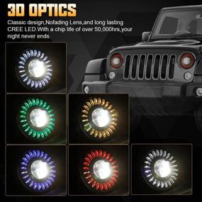 img 2 attached to 🚙 Upgraded 7 Inch SUNPIE 3D RGBW Halo LED Headlights for J eep Wrangler (1997-2018 JK TJ LJ)