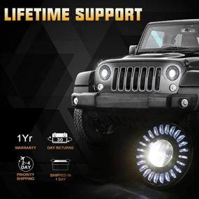 img 3 attached to 🚙 Upgraded 7 Inch SUNPIE 3D RGBW Halo LED Headlights for J eep Wrangler (1997-2018 JK TJ LJ)