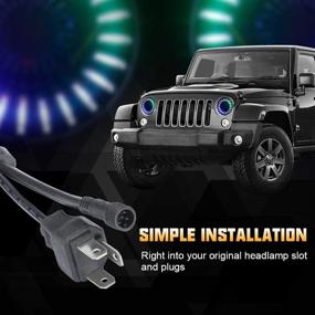 img 1 attached to 🚙 Upgraded 7 Inch SUNPIE 3D RGBW Halo LED Headlights for J eep Wrangler (1997-2018 JK TJ LJ)
