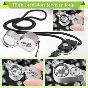 img 3 attached to Adjustable Lanyard LED/UV Pocket Magnifying Glass with 10X 30X 40X Magnification - Ideal for Close Work, Rock Collecting, and Jewelers - Includes 3 Pieces of Illuminated Jewelry Loop Magnifier, Loupe, and Wiping Cloth