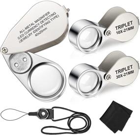 img 4 attached to Adjustable Lanyard LED/UV Pocket Magnifying Glass with 10X 30X 40X Magnification - Ideal for Close Work, Rock Collecting, and Jewelers - Includes 3 Pieces of Illuminated Jewelry Loop Magnifier, Loupe, and Wiping Cloth