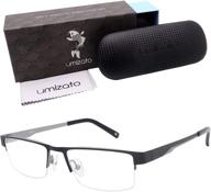 👓 umizato titanium semi-rimless blue light glasses - men women, gaming eyewear, computer blocking glasses, sleep better, uv blocker, anti-glare filtering, relieves fatigue (fuji in black silver) logo