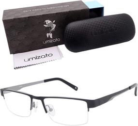 img 4 attached to 👓 Umizato Titanium Semi-Rimless Blue Light Glasses - Men Women, Gaming Eyewear, Computer Blocking Glasses, Sleep Better, UV Blocker, Anti-Glare Filtering, Relieves Fatigue (Fuji in Black Silver)