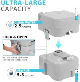 img 3 attached to 🚽 VIVOHOME 5.3 Gallon Waste Tank Portable Toilet - Compact Double-Outlet Commode for Travel, Camping, RV, Boating, Fishing - Anti-Leak Seal Ring & Cleaning Brush Included