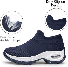 img 1 attached to 👟 YHOON Women's Walking Shoes: Slip-On Sock Sneakers with Comfortable Air Cushion and Mesh Platform – Ideal for Work, Athletics, and Nursing