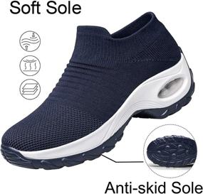 img 2 attached to 👟 YHOON Women's Walking Shoes: Slip-On Sock Sneakers with Comfortable Air Cushion and Mesh Platform – Ideal for Work, Athletics, and Nursing