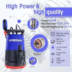 img 3 attached to 🌊 Ultimate Solution for Efficient Water Removal: MEDAS Electric 3 in 1 Submersible Pump - 3/4HP 500W, 3302GPH, Clean/Dirty Water Utility for Pool, Garden, Tub, Pond, Flood Drain - Includes Float Switch and Long 16.4ft Cable
