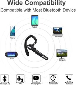 img 1 attached to 🎧 Беспроводной Bluetooth гарнитур ICOMTOFIT - Bluetooth наушник V5.0 со встроенным микрофоном для свободных рук, для вождения/бизнеса/офиса - совместим с iPhone и Android (черный)