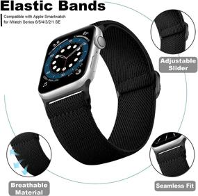 img 3 attached to 🕗 Упругие силиконовые петли Witzon Solo Loop Nylon для Apple Watch SE Series 7 6 5 4 3 2 1, Мужчины и Женщины, Чёрный