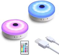 wobsion puck lights with remote: color changing under cabinet led lighting for counters, closets, and display cases - wireless and usb rechargeable - perfect home decor - 2 pack logo