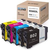 teino remanufactured ink cartridge replacement for epson 802/802xl: get 5-pack for epson workforce pro wf-4734 wf-4740 wf-4730 wf-4720 ec-4040 ec-4030 (black, cyan, magenta, yellow) logo