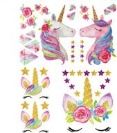 magical unicorn htv iron-on transfers set - ideal for birthday girl's t-shirts, bed sheet set, cushions - glittery eco-friendly pack of 5 logo