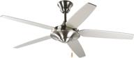 🔨 progress lighting p2530-09 54-inch 5 star ceiling fan with reversible silver/natural cherry blades, brushed nickel логотип