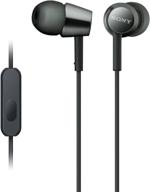 sony mdrex155ap in-ear earbud headphones | headset with mic - black (mdr-ex155ap/b) logo
