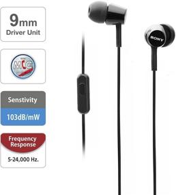img 2 attached to Sony MDREX155AP In-Ear Earbud Headphones | Headset with Mic - Black (MDR-EX155AP/B)