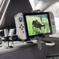 olixar nintendo switch car mount - ideal for back seat passengers - headrest mount - 360 degree rotation - specially crafted for nintendo switch - highly recommended by t3 logo