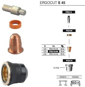 img 1 attached to 🔧 High-Quality RX WELD Plasma Cutter Torch Accessory Kit for S45 – PR0010 Electrodes, PD0116-08 Nozzle Tips, Spacer Guide, Retaining Cap, Gas Diffuser, CV0010 Consumables