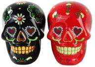 💀 day of dead sugar skulls salt & pepper shakers set- pacific trading skulls collection logo